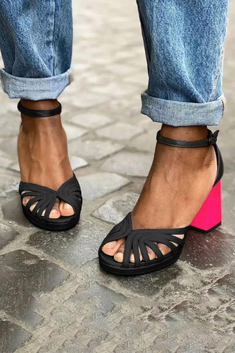 Women's High Heel Fashion Peep Toe Buckle Sandals