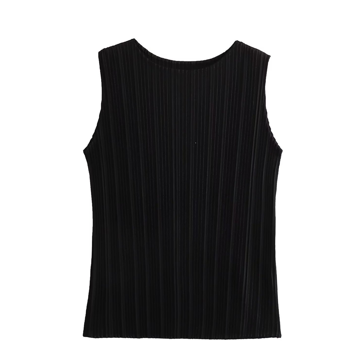 Pleated Sleeveless T-shirt Straight-leg Pants