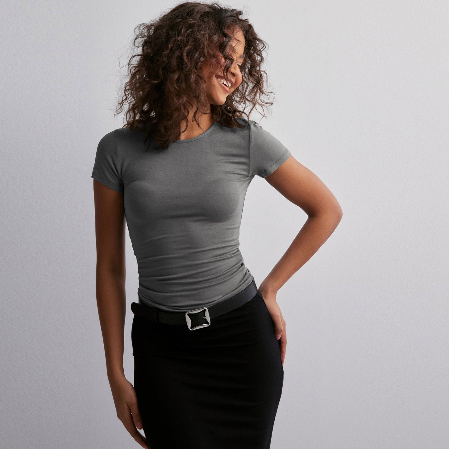 Women's Spring And Summer Solid Color Top Slim Slimming Short-sleeved T-shirt