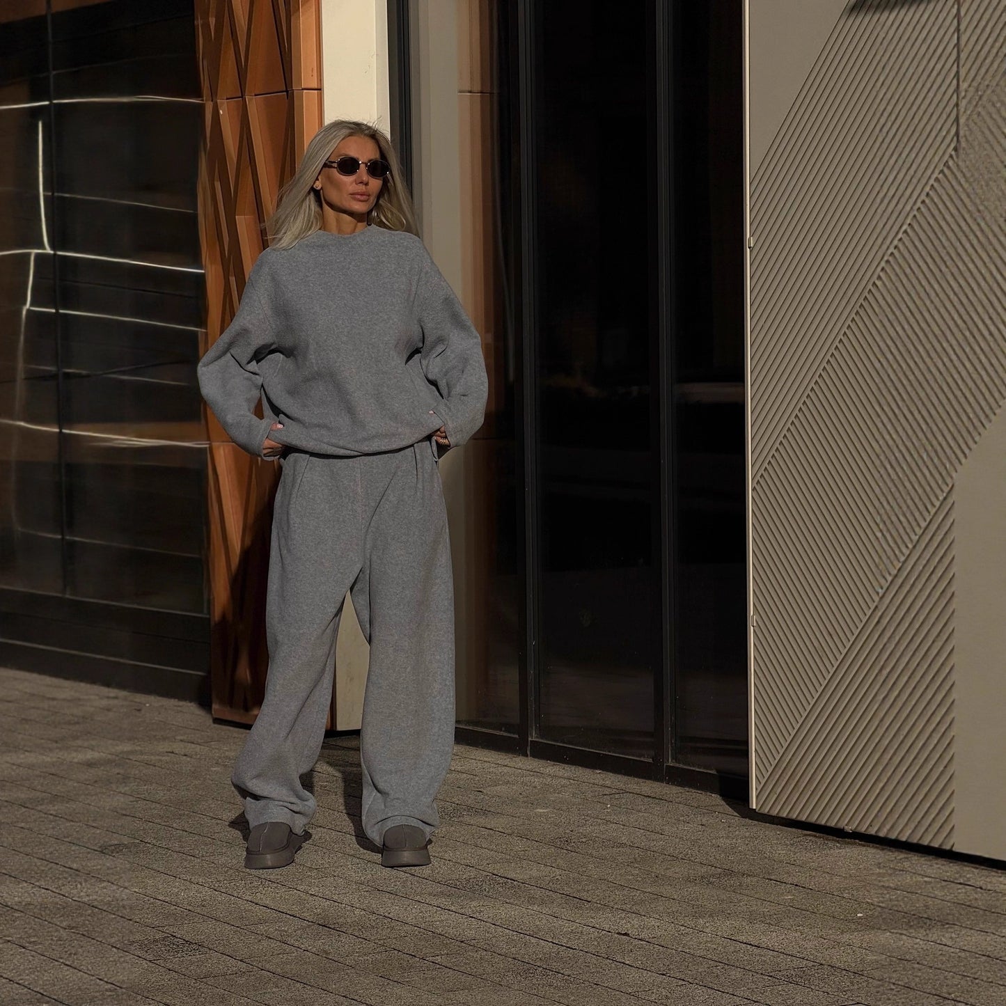Sweater Wide-leg Draped Pants Women's Clothing