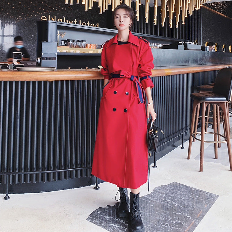 Long Style Popular Slim Temperament British Style Autumn New Casual Slim Coat