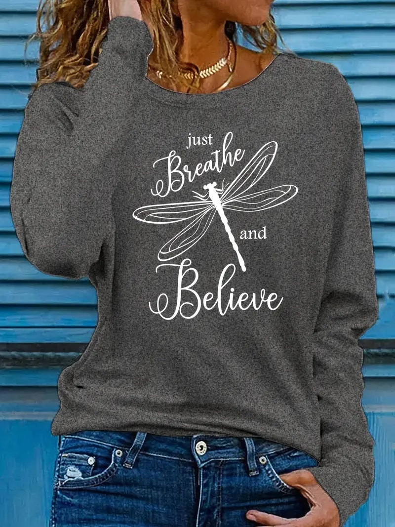 Dragonfly Long Sleeve Casual Women's Clothing
