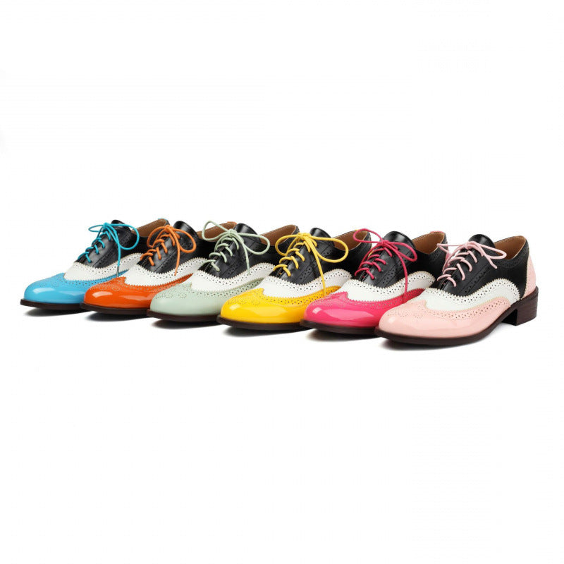 Color-block Laced Brogue Deep-toe Women's