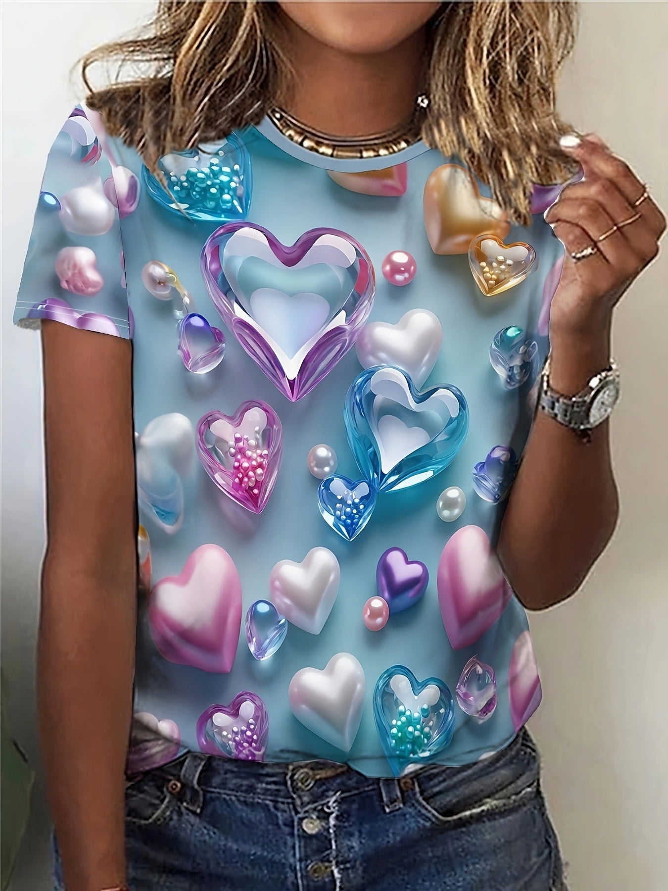 Flower 3D Digital Printing Short Sleeve