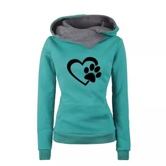 Dame Sweater Hættetrøje Pullover Kattepote Kærlighed Hjerte