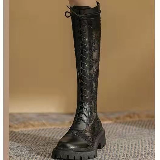 Chunky Heel Cutout Boots Women's White Martin Boots Thin
