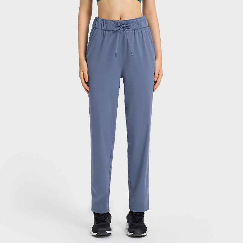 Drawstring Loose Elastic Straight-leg Pants Women
