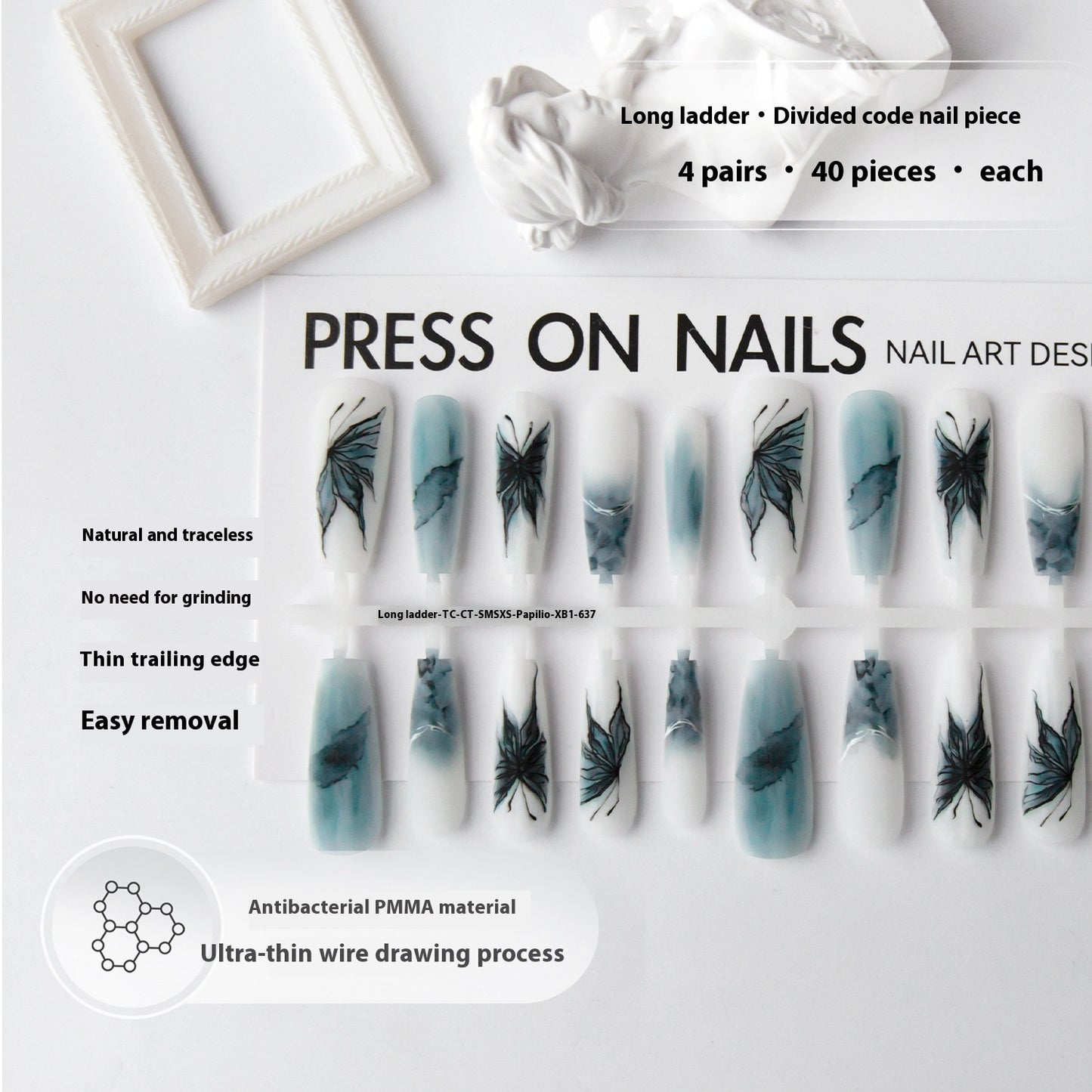 Ancient Style New Chinese Style Wear Nail Tip French Autumn And Winter Background Color