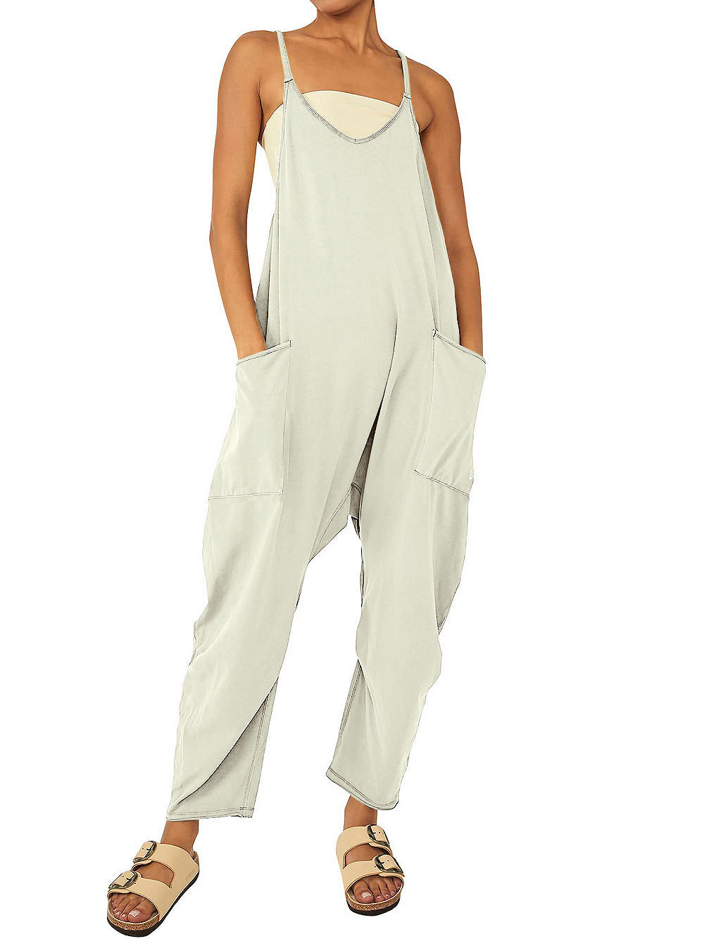 Zipper Pocket Sling Pants Jumpsuit