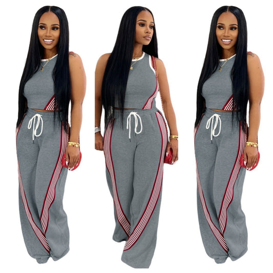 Street-style Casual Wide-leg Pants Two-piece Set