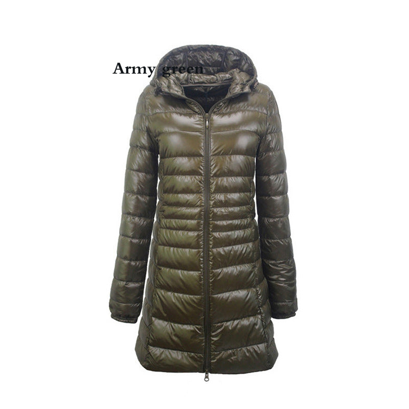 Lightweight Mid-length Plus Size Slim Fit Women's Down Jacket