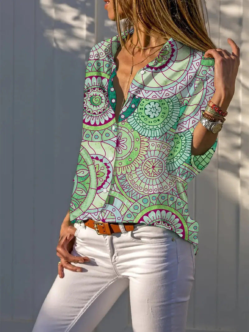 Casual Floral Women's Long-sleeved Blouse
