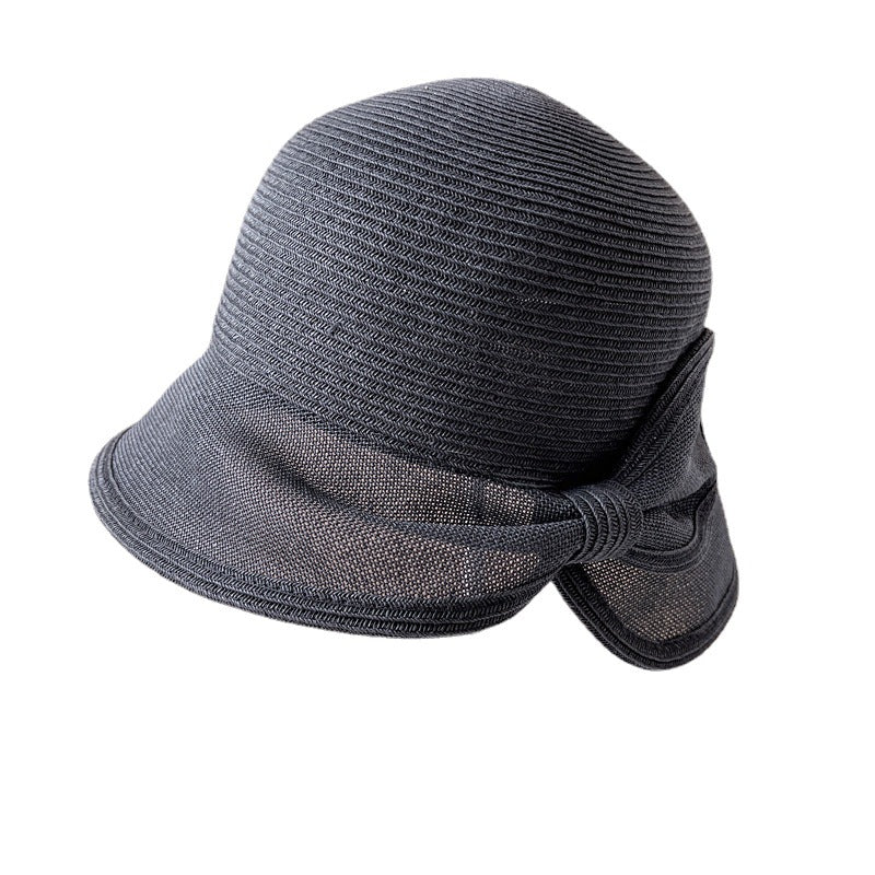 Paper Cloth Splicing Rear Opening Bow Fisherman Hat