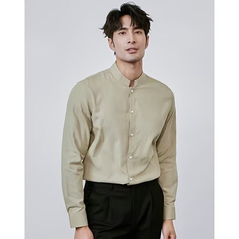 Casual Chinese-style Artistic Long-sleeve Mandarin-collar Shirt