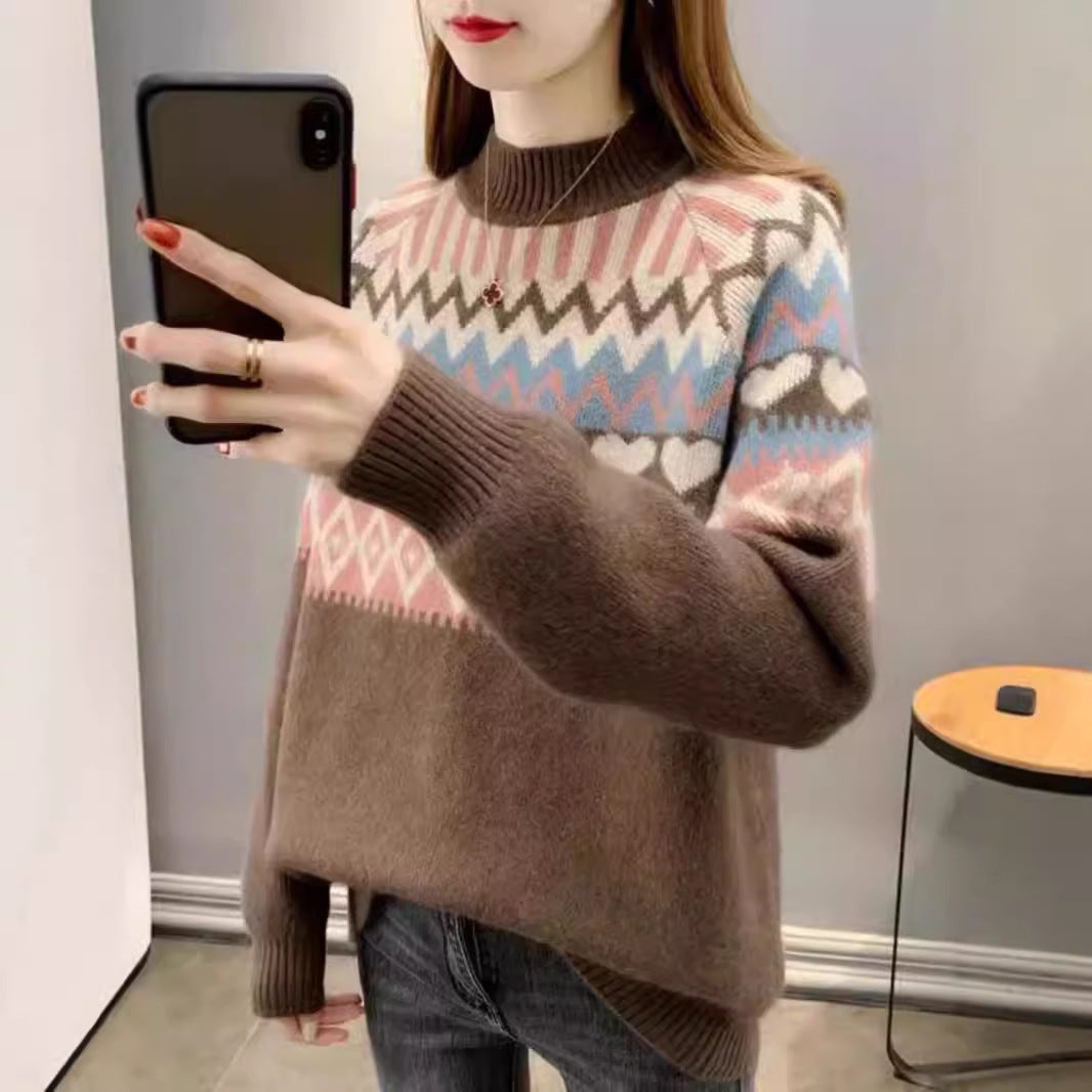 4 Autumn And Winter New Jacquard Inner Cashmere Sweater Thickened