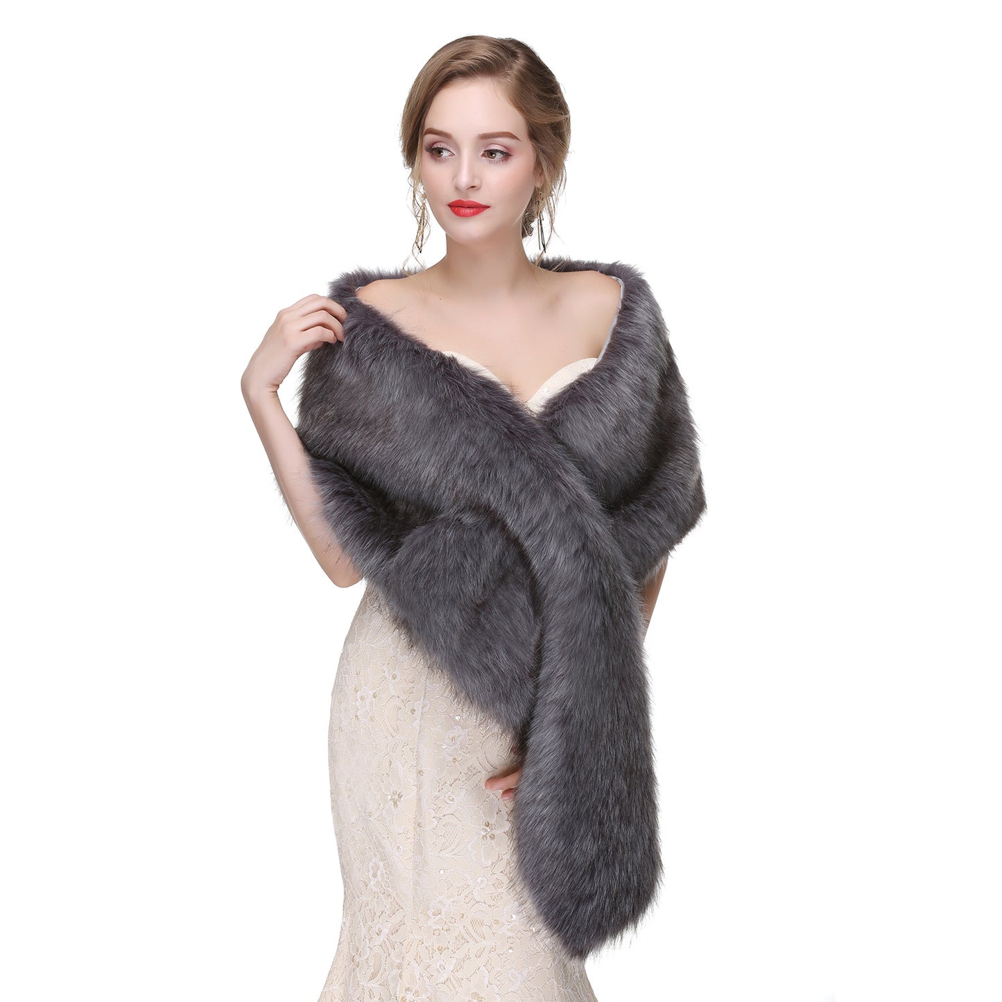 Wedding Dress Fox Fur Waistcoat Winter Warm Fur Shawl