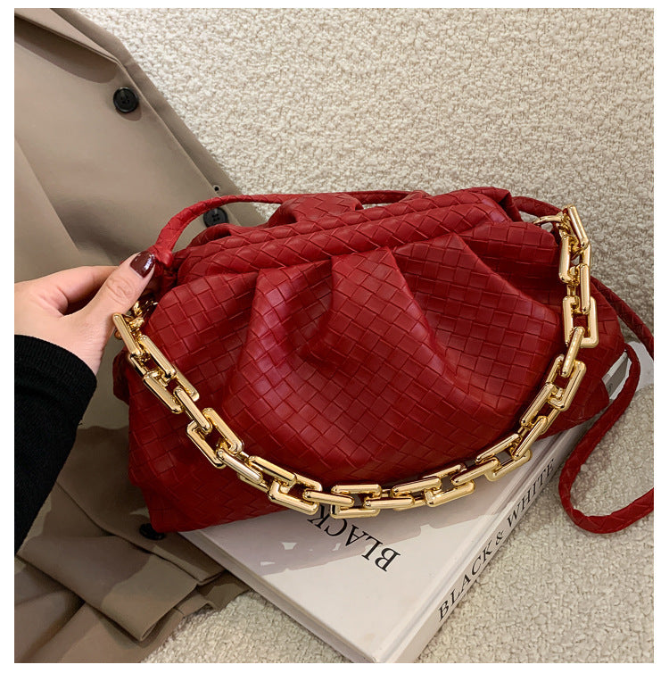 Fashion Fold Simple Chain Cloud Messenger Shoulder Bag