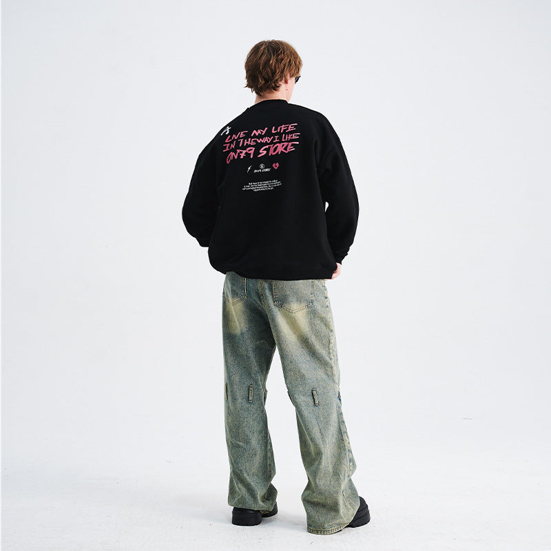 Amerikansk High Street-sweater til mænd, løs