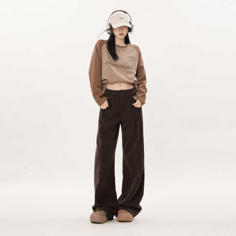 Autumn And Winter College Style Straight-leg Pants Corduroy Wide-leg Pants