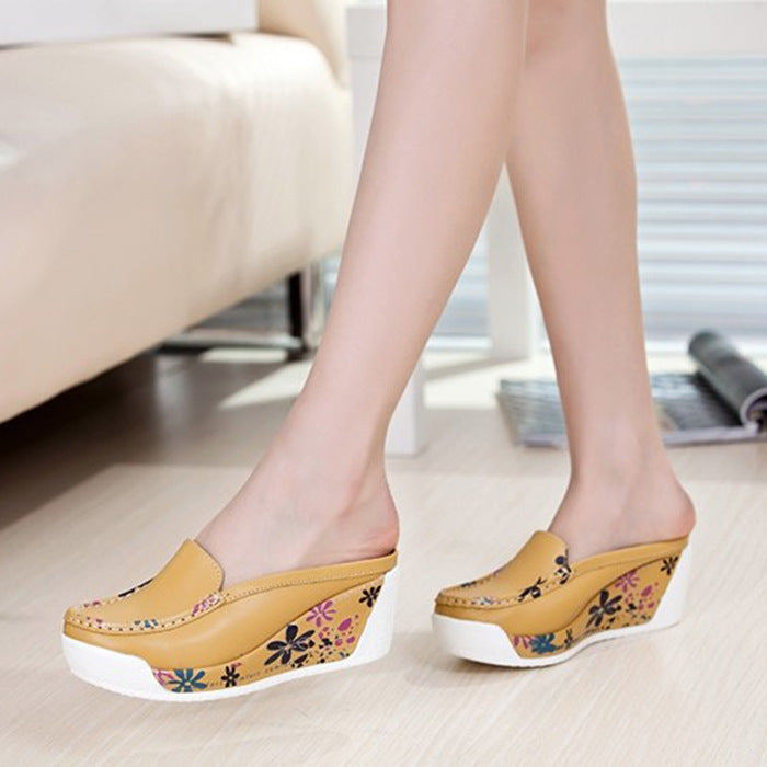 Women's Sandals And Slippers Wear Fashionable Thick-soled Slope Heels
