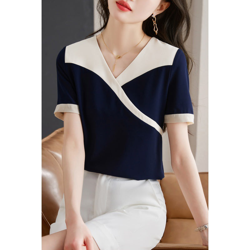 Summer New Shirt Loose V-neck Chiffon Top