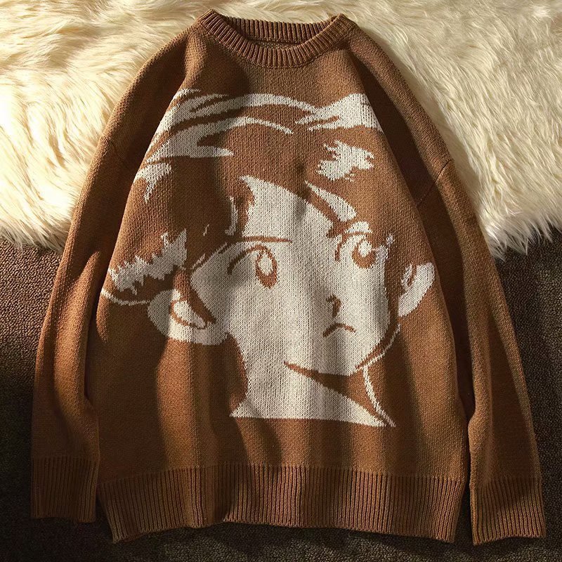 Retro Streetwear Knitted Pullover Autumn And Winter Loose Thick Warmth Hip-hop Pullover Men's Shirt