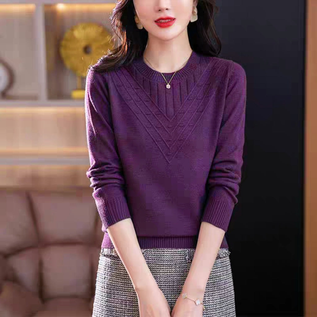 Autumn New Long Sleeve Sweater Round Neck Knitted Base Shirt