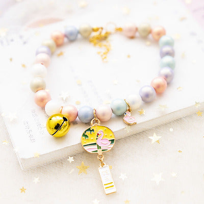 Fairy Girl Cat Pearl Necklace Pendant Pet Collar
