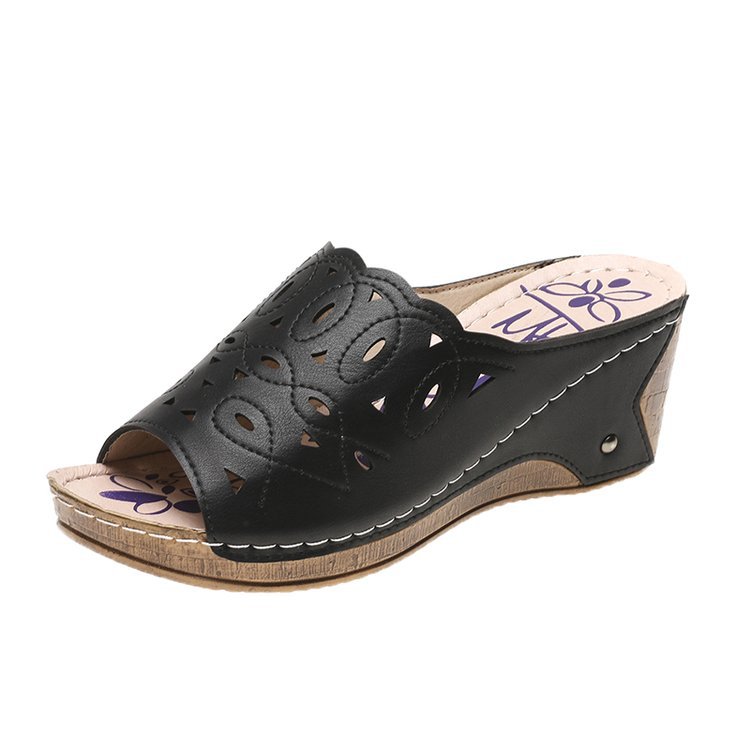 Women's Stylish Peep Toe Slip-on Wedge Sandal