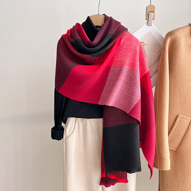 Womens Multicolor Crinkled Cashmere All-Match Shawl