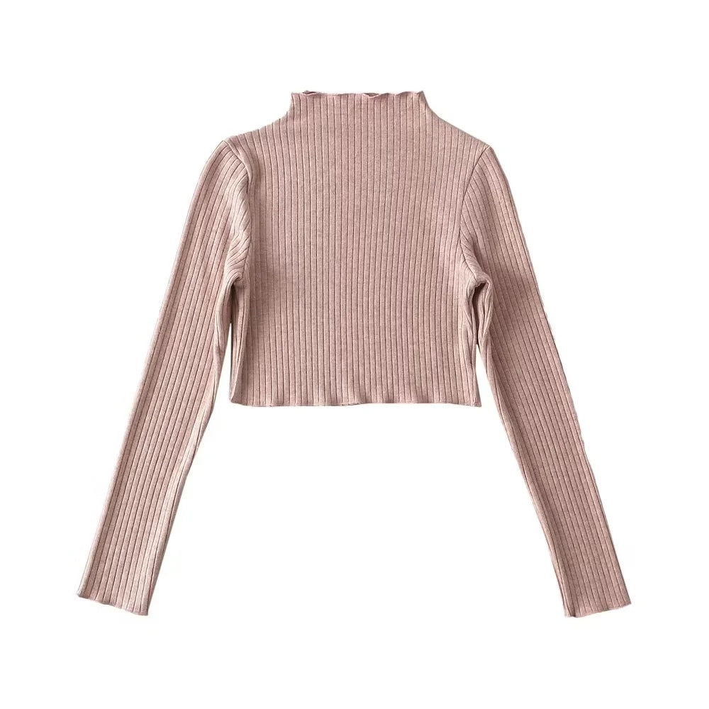 Cashmere-trøje med blondedetaljer ved halsudskæringen, lange ærmer og som underlag