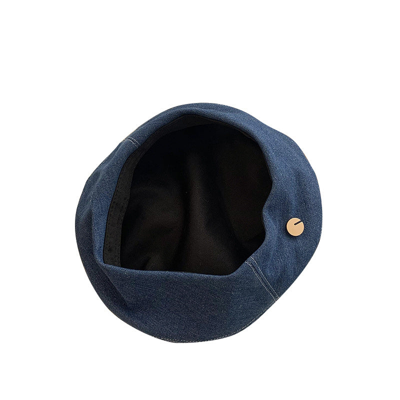 Denim Beret Women's Summer Korean Style All-match Small Face