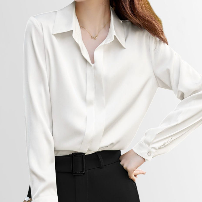 Spring Chic Commuter Satin Shirt
