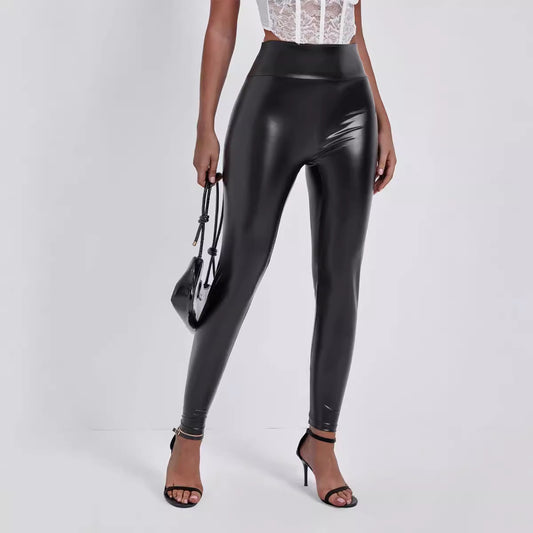 European And American Style Women Fashion Tight-fitting Cinched Hip Bag Leather Pants