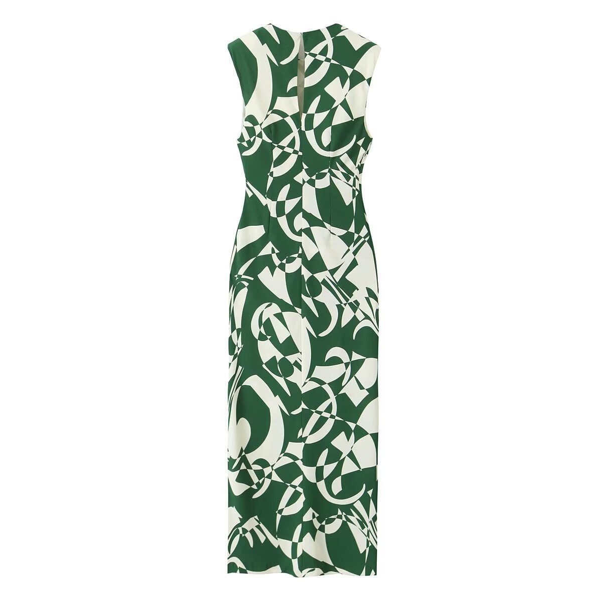 Women's Printed Green Floral Pattern Dress