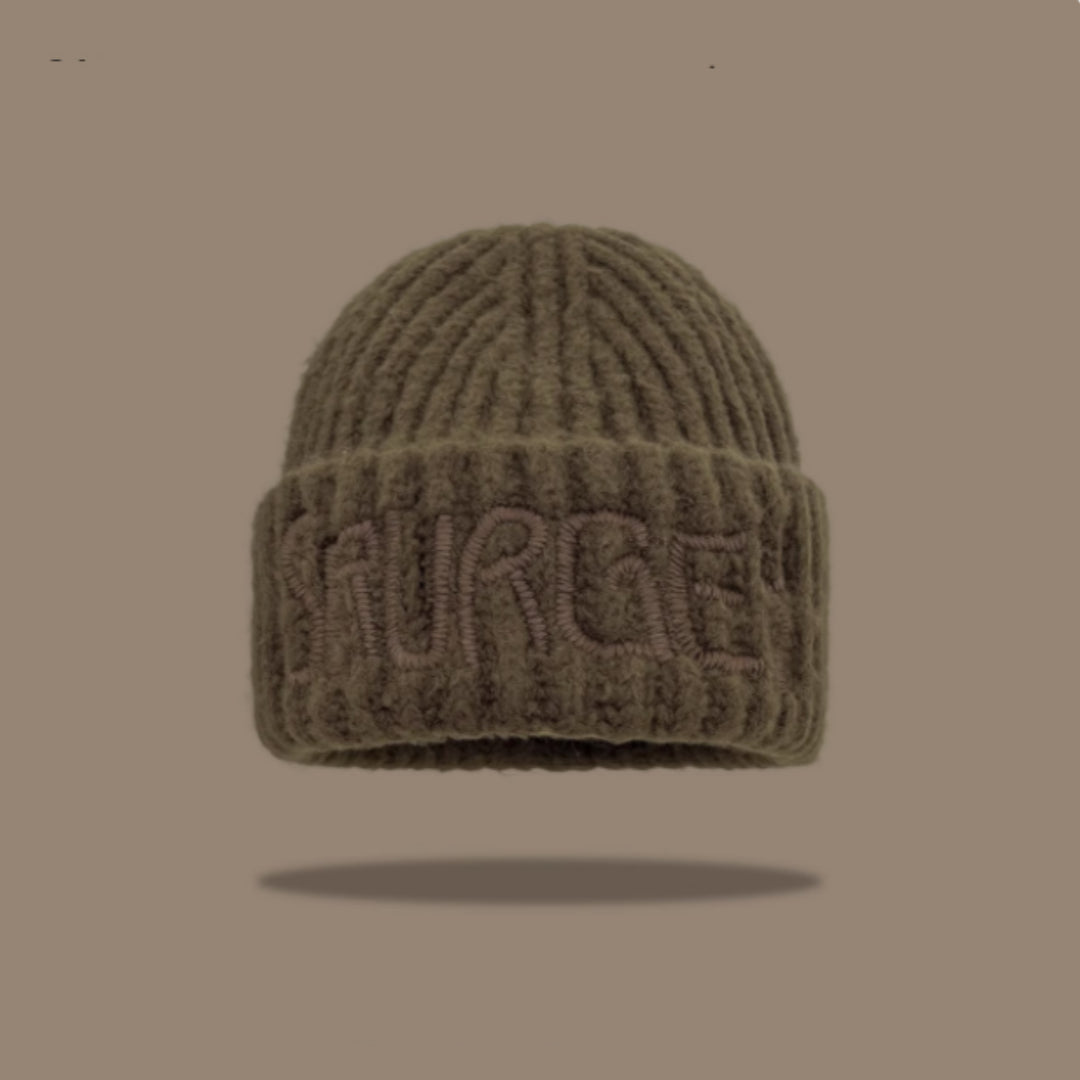 Korean Fashion Lettered Black Wool Hat