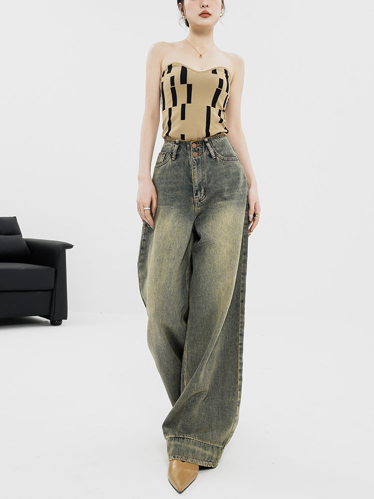 Retro Nostalgic Wide-leg Jeans For Women Summer