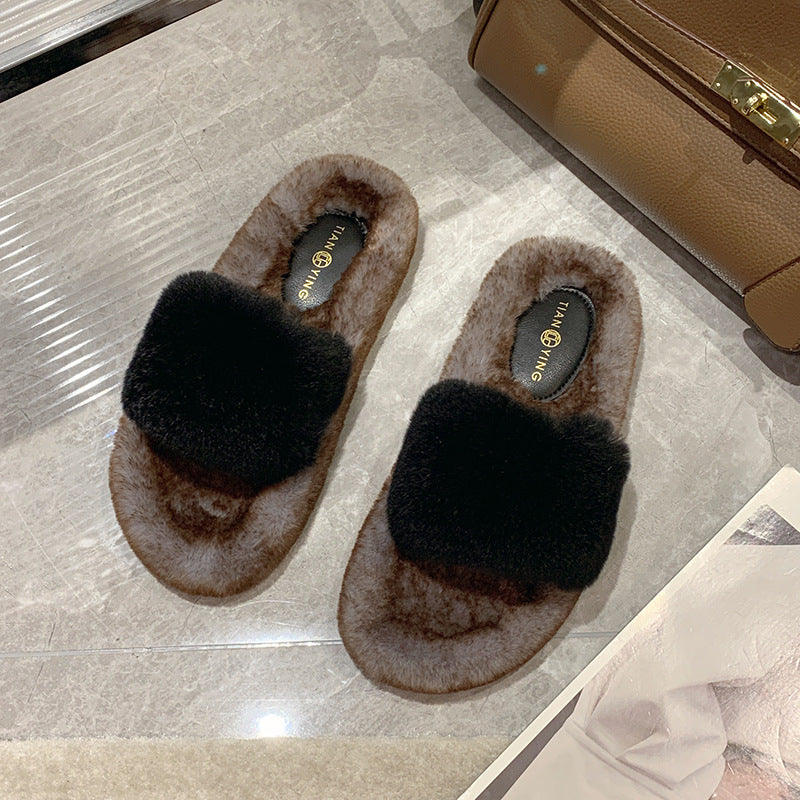 Design Sense Of Niche Flat Versatile Casual Mao Slippers