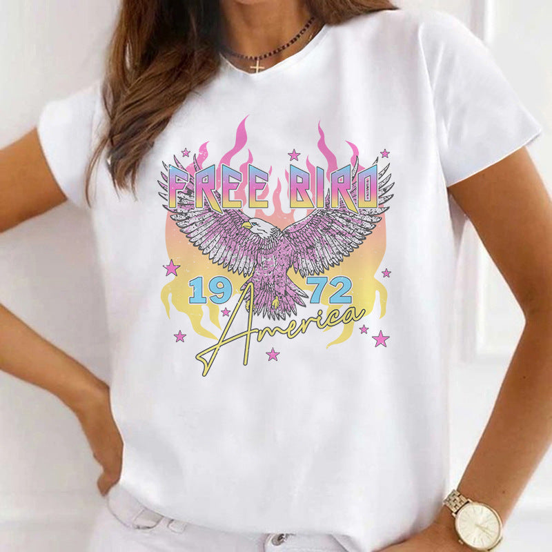European And American Digital Printed Round Neck Sports T-shirt