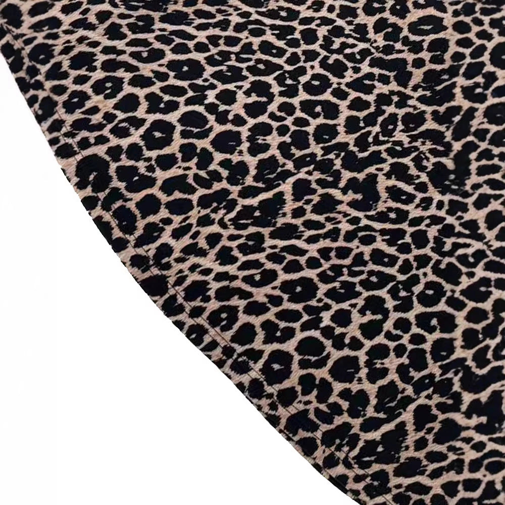 Pullover Long-sleeve Sexy Leopard-print Maxi Dress