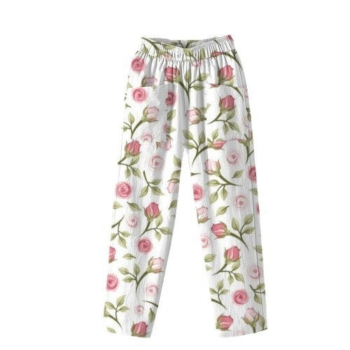 Ethnic-style Paisley Elastic Waist Loose Straight-leg Pants