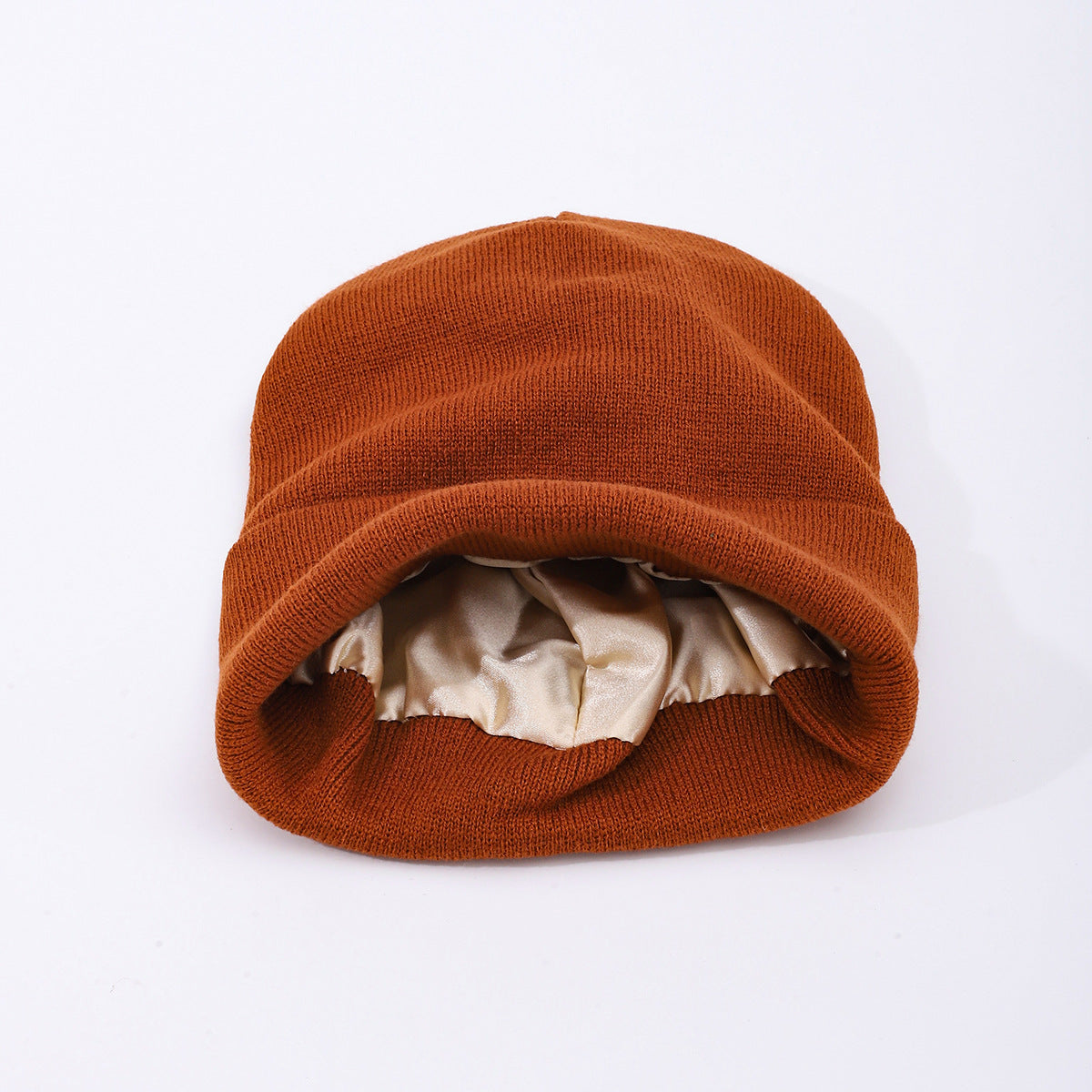 Womens Hair-protecting Warming Knitted Satin Beanie