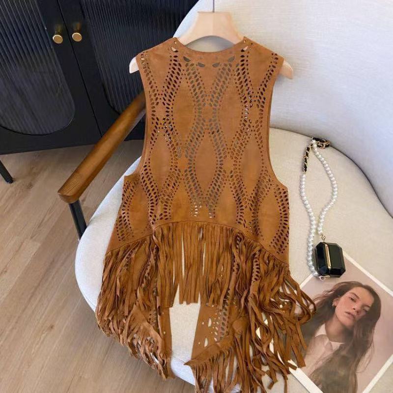 Ladies Tassel Vest Hollow Fashion Casual Jacket