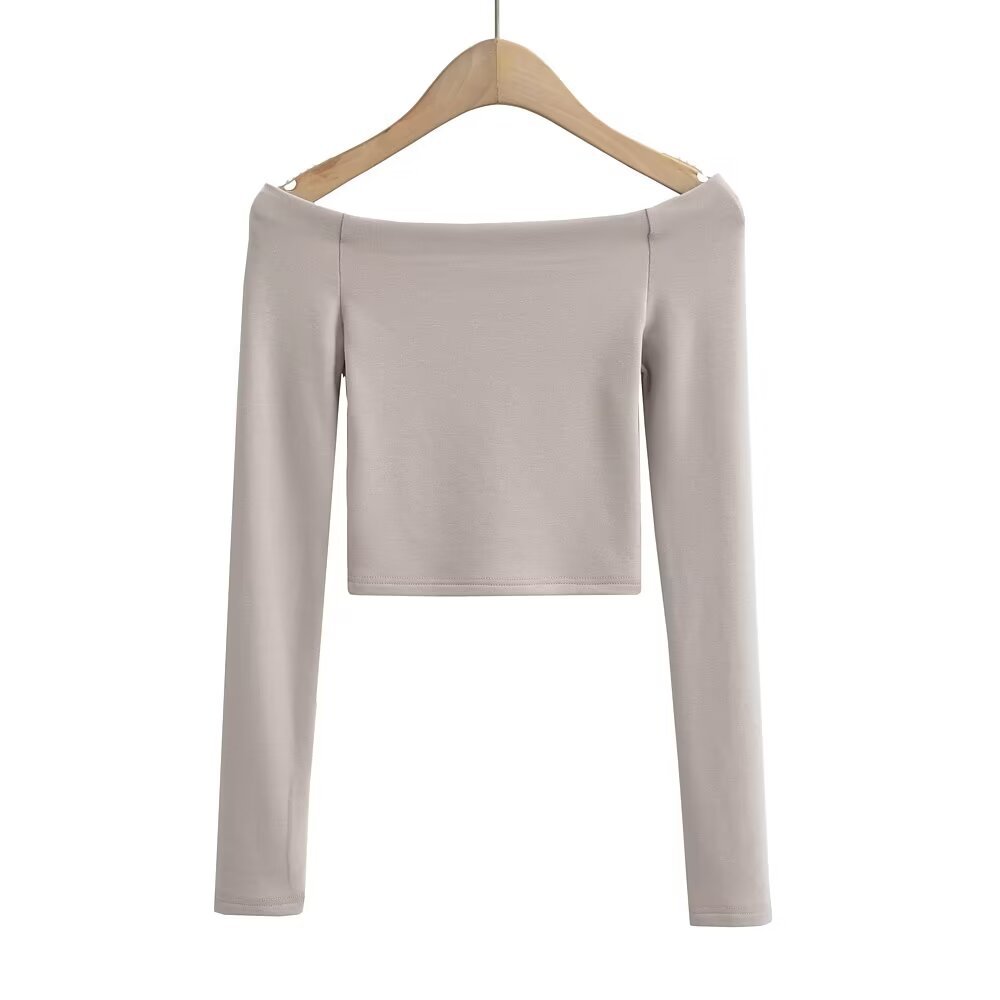 Womens Stylish Sexy Form-fitting Long-sleeve T-shirt