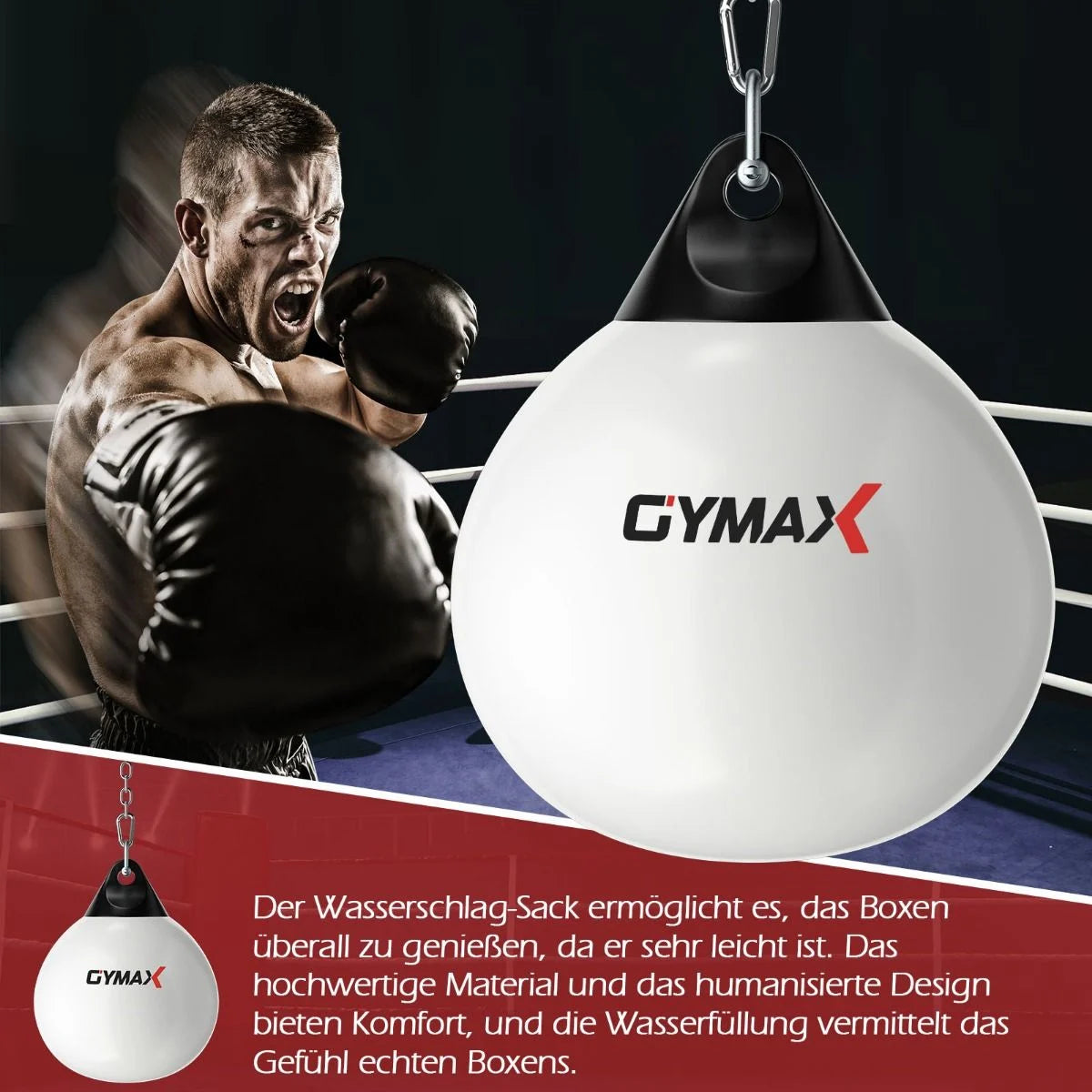 Ø45 Cm Wasserboxsack 50 Kg Boxing Punching Bag Mit Verstellbarer Metallkette Weiß