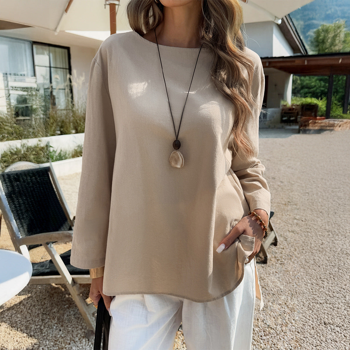 Stylish Minimalist And Relaxed Fit Long Sleeve Top For Women