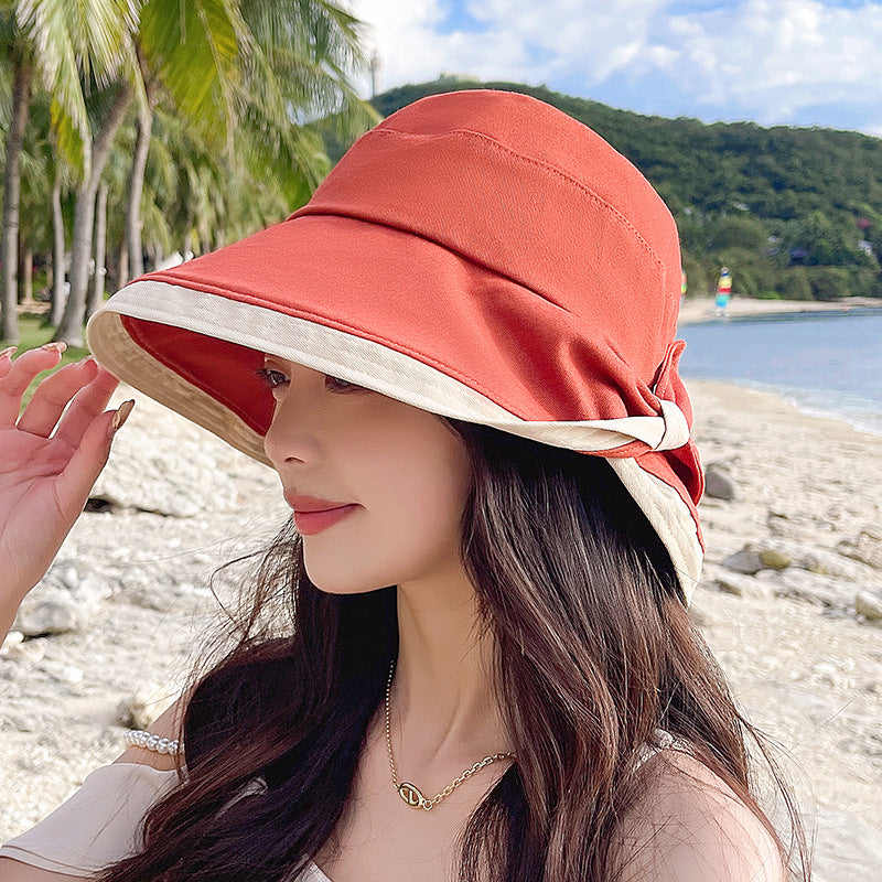 Women's Spring And Summer Korean Version Bowknot Short-brim Fisherman Hat