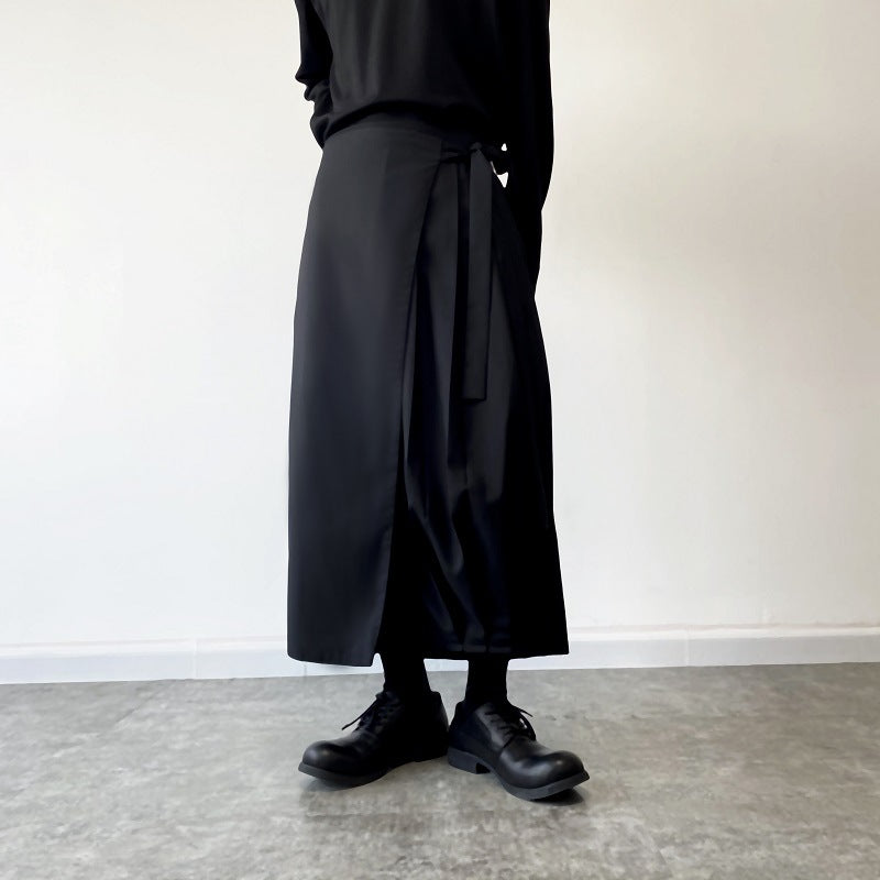 Lace Up Loose Eight Point Personality Niche Wide Leg Fashionable Men's Pants
