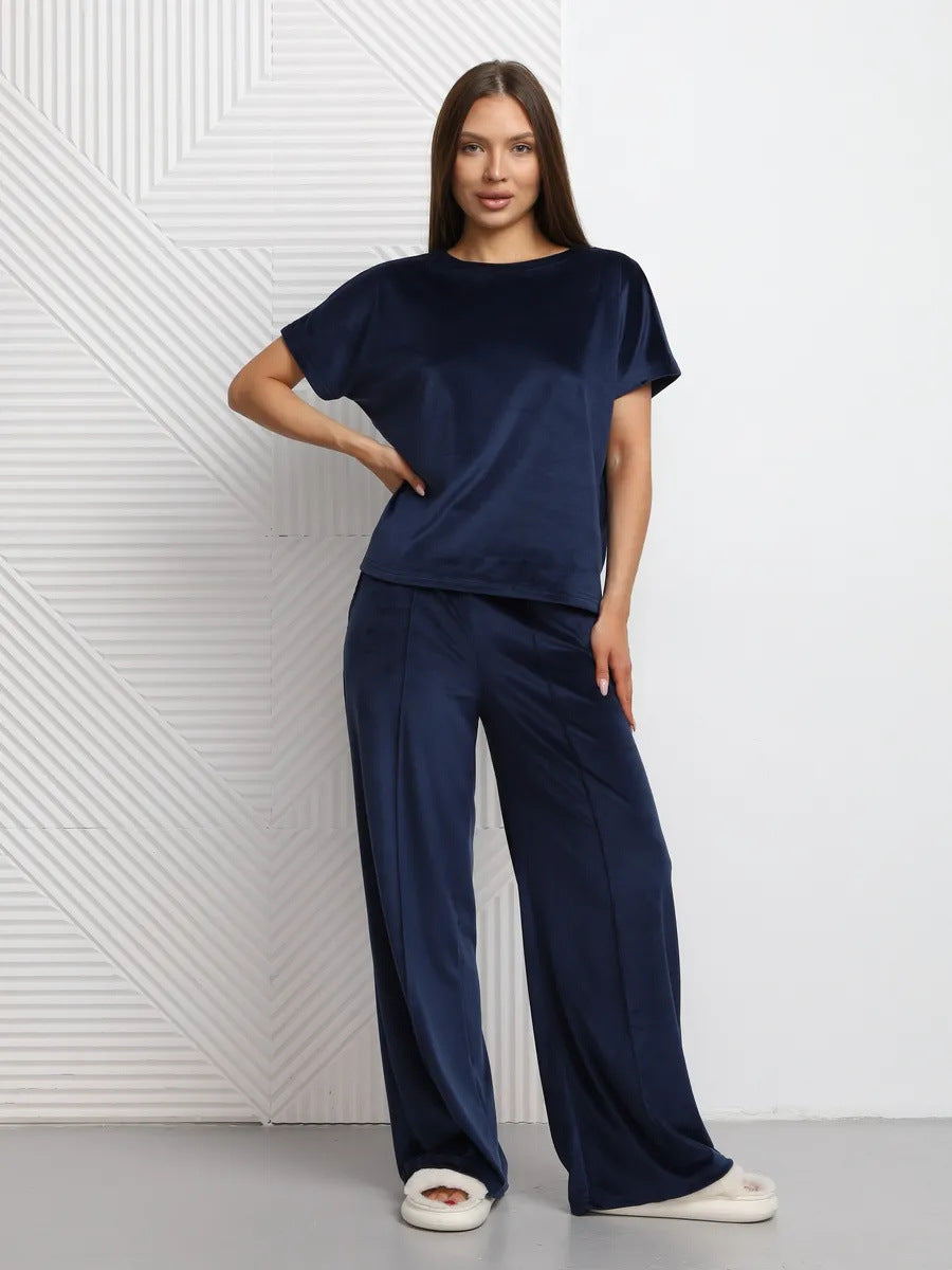 Women's Short-sleeve Top And Pants Set