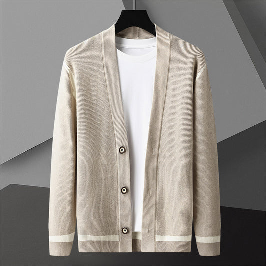 Efterårs Cardigan Langærmet Sweaterjakke til Mænd